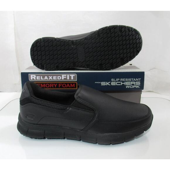 Men\'s Skechers Work Nampa Groton Relaxed Fit Slip Resistant Shoes Black Size 11